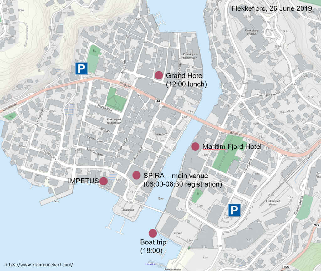 map of flekkefjord, impetus, grand hotel, spira, maritim, boat